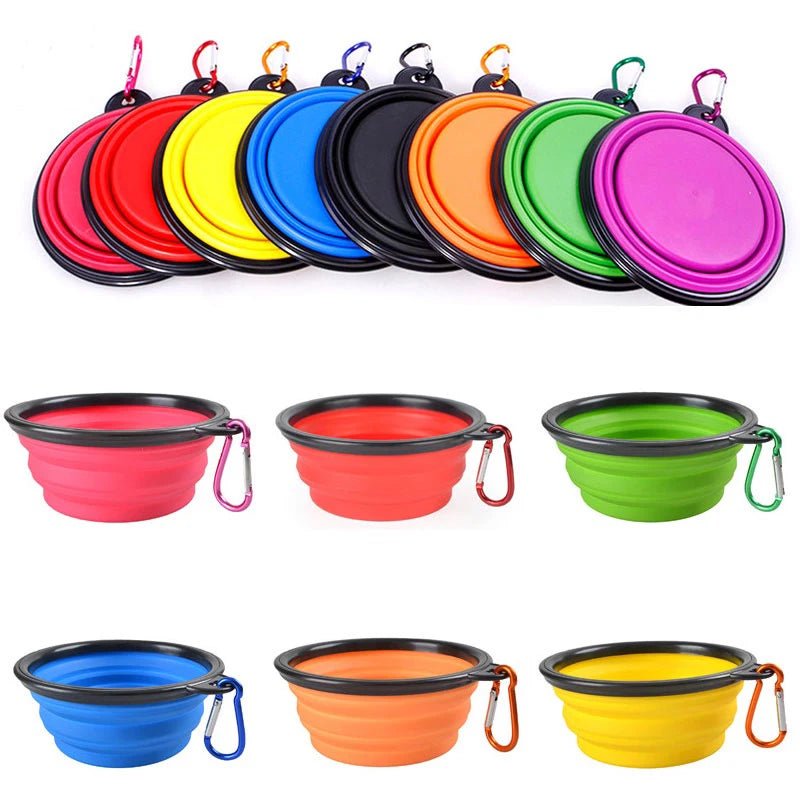 Portable Travel Bowl - Folding Silicone Dog Bowl with Carabiner