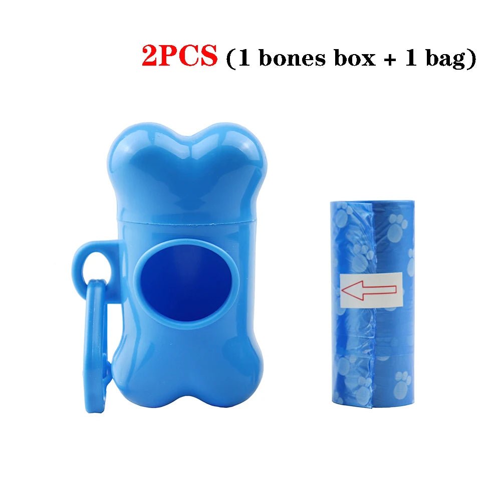 Blue dispenser and roll of dog waste bags