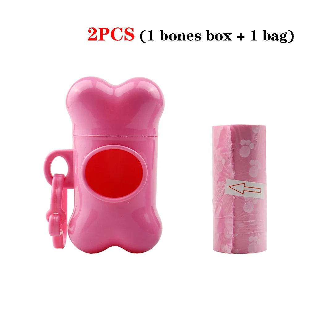 Pink bone poop bag dispenser with waste bag roll