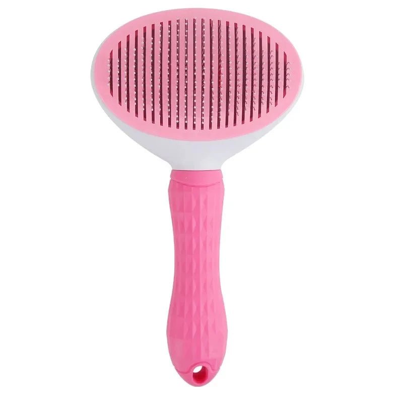 Self-cleaning pink slicker brush for dogs – comfort grip