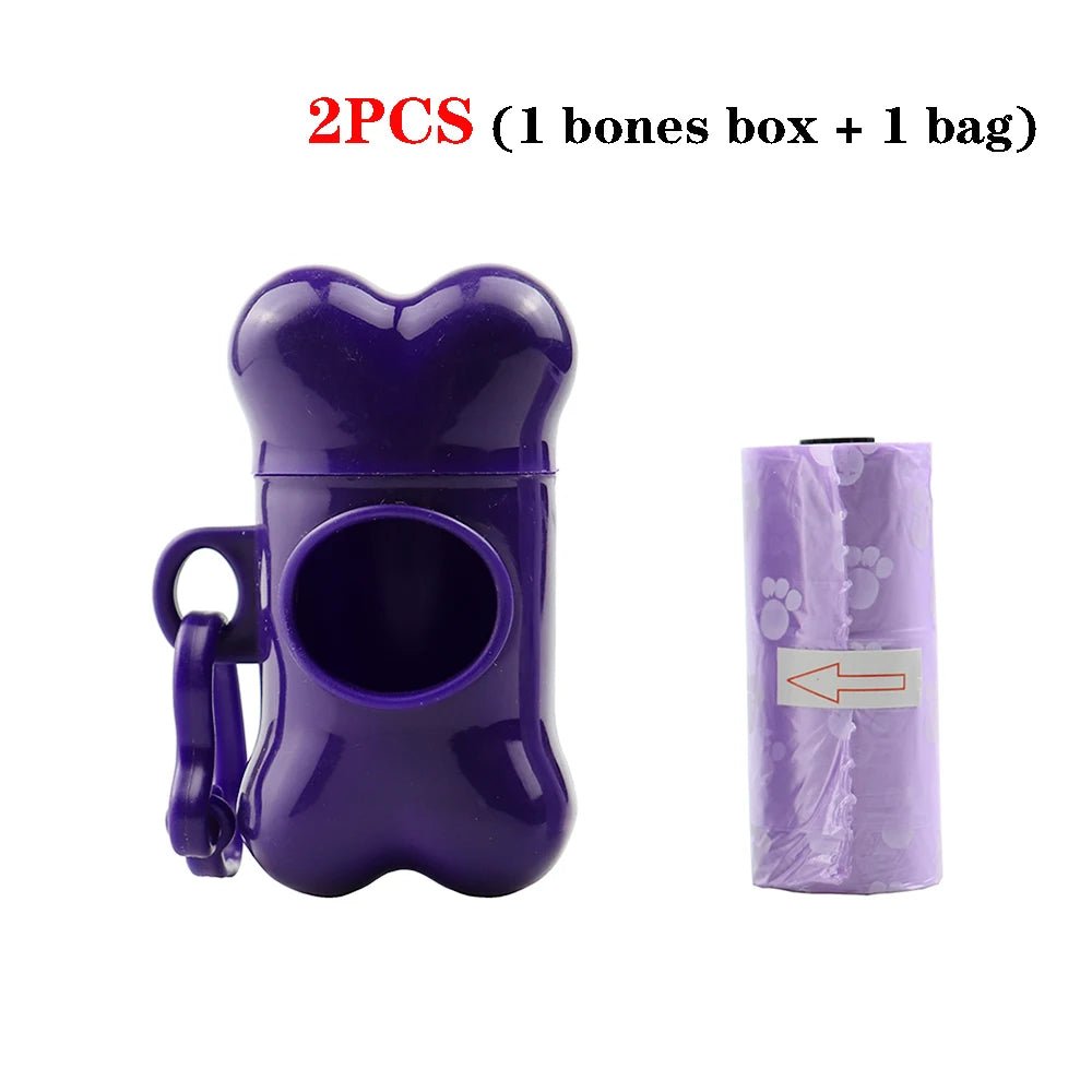 Purple bone dog waste bag dispenser with roll