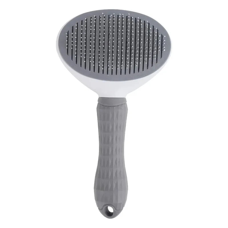 Self-cleaning slicker brush for dogs – gray comfort grip