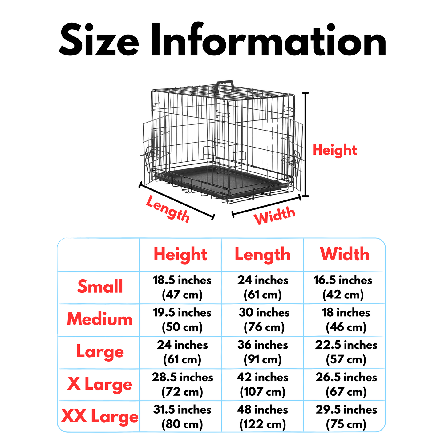 Foldable Double Door Dog Crate with Leak-Proof Tray