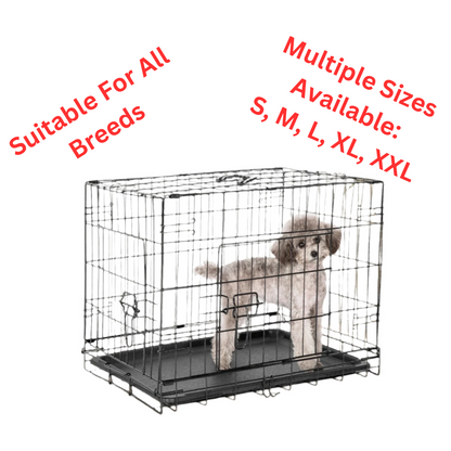 Foldable Double Door Dog Crate with Leak-Proof Tray