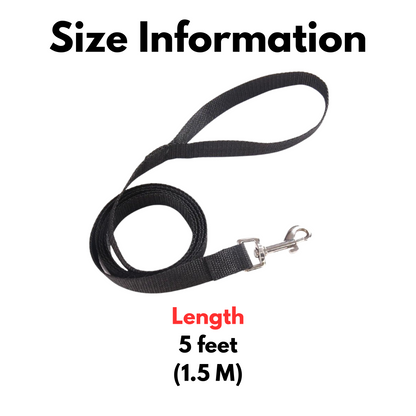 Size guide showing 5-foot (1.5 m) length of nylon dog leash
