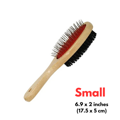 Dual-Sided Wooden Dog Grooming Brush