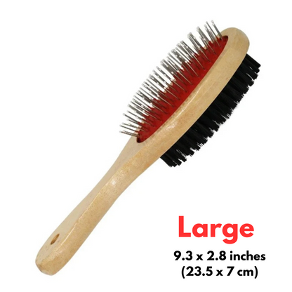 Dual-Sided Wooden Dog Grooming Brush