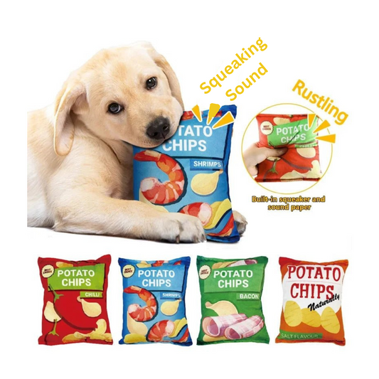 Potato Chips Crinkle Sound & Squeaky Sound Plush Dog Toy