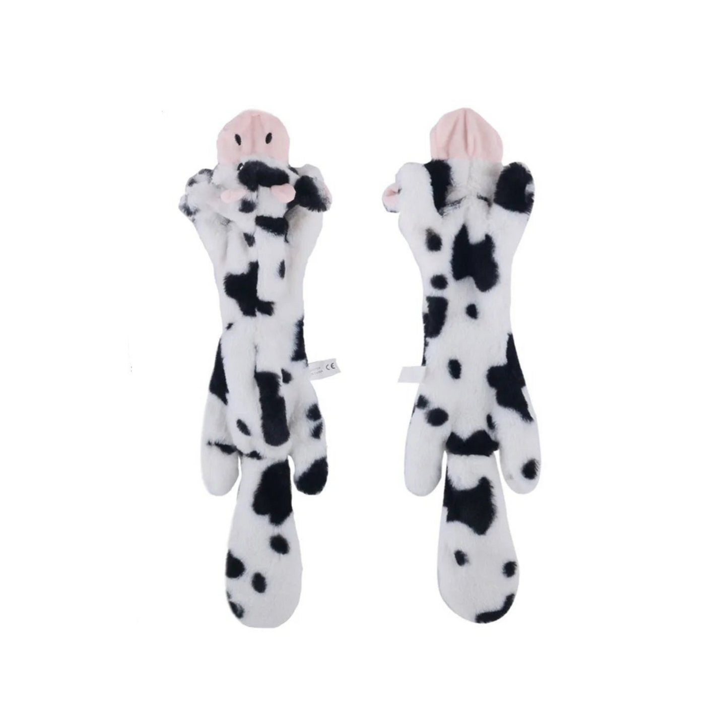 Cow -spotted plush dog toy, stuffingless and soft – BarkBarrel