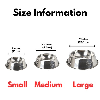 Skidproof Stainless Steel Dog Bowl – Multiple Sizes Available