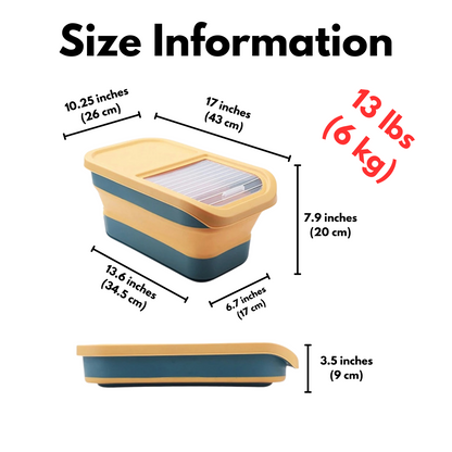 Collapsible Pet Food Storage Container with Airtight Sealing – 13 lb Capacity