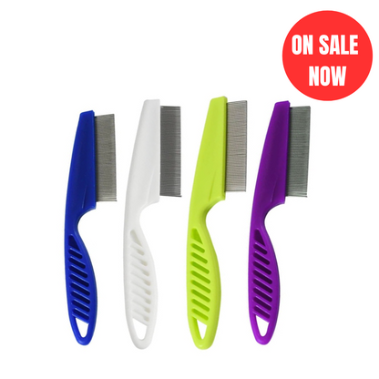 Multiple colors Comfort Grip Flea Comb for Dogs – Gentle, Stainless Steel Design - on sale now