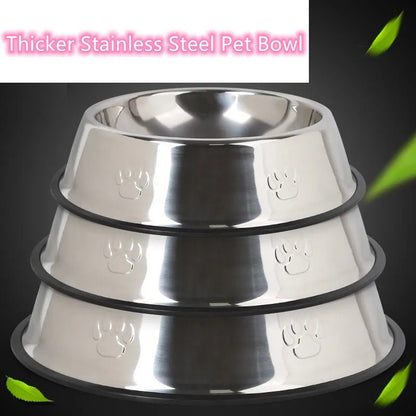 Skidproof Stainless Steel Dog Bowl – Multiple Sizes Available