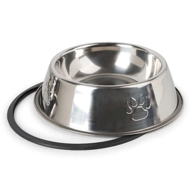 Skidproof Stainless Steel Dog Bowl – Multiple Sizes Available