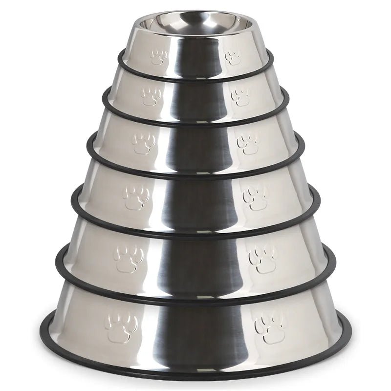 Skidproof Stainless Steel Dog Bowl – Multiple Sizes Available