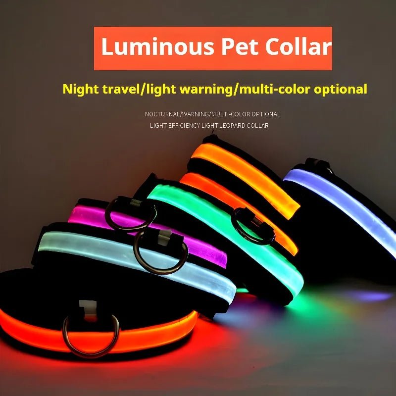 LED Glow Nylon Dog Collar - Adjustable Fit & Reflective