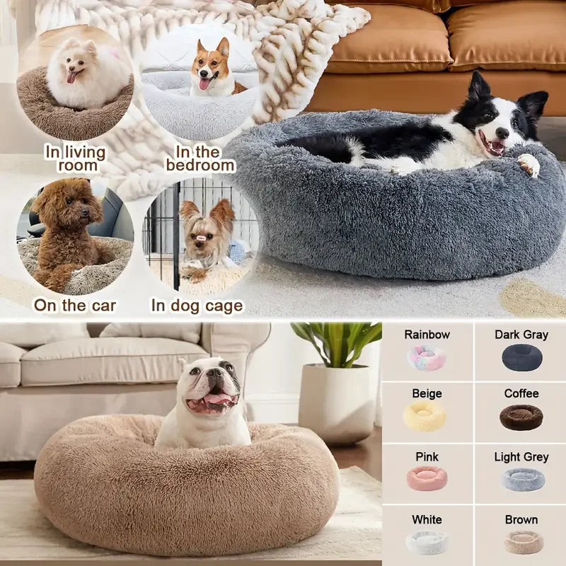 Warm and Fluffy Round Dog Bed for All Breeds