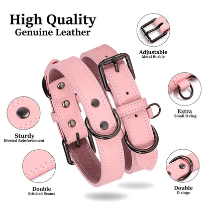 Stylish Soft Leather Dog Collar- Adjustable Fit