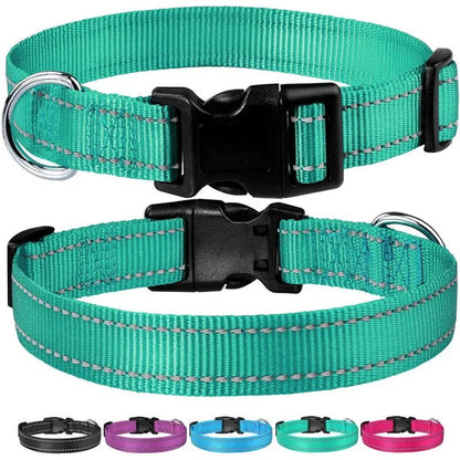 Reflective Adjustable Nylon Dog Collar - Safe & Secure Fit for All Dogs