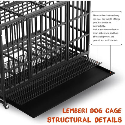 Heavy-Duty Escape-Proof Dog Crate with Wheels