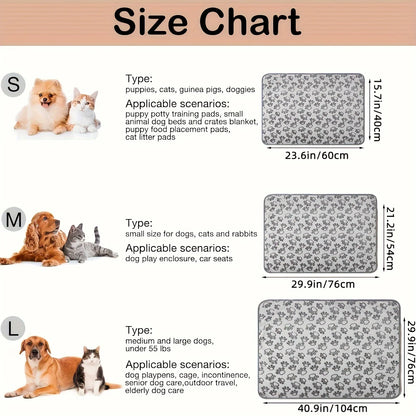 Gray Soft Fluffy Pet Blanket - Cozy Paw Pattern for All Dogs, Multiple Sizes