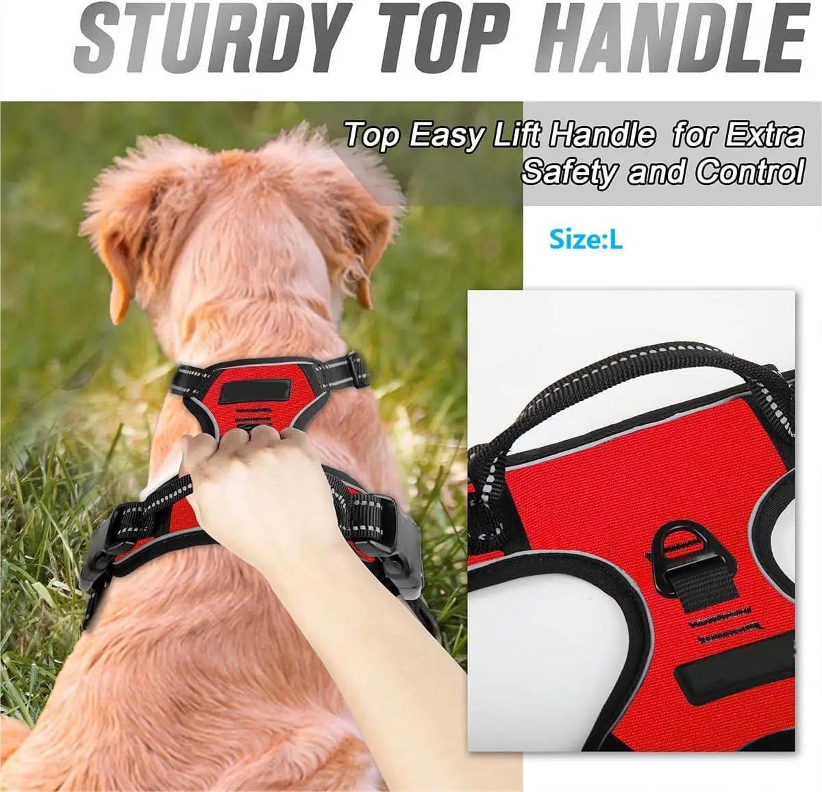 Heavy Duty Reflective No-Pull Dog Harness with Handle