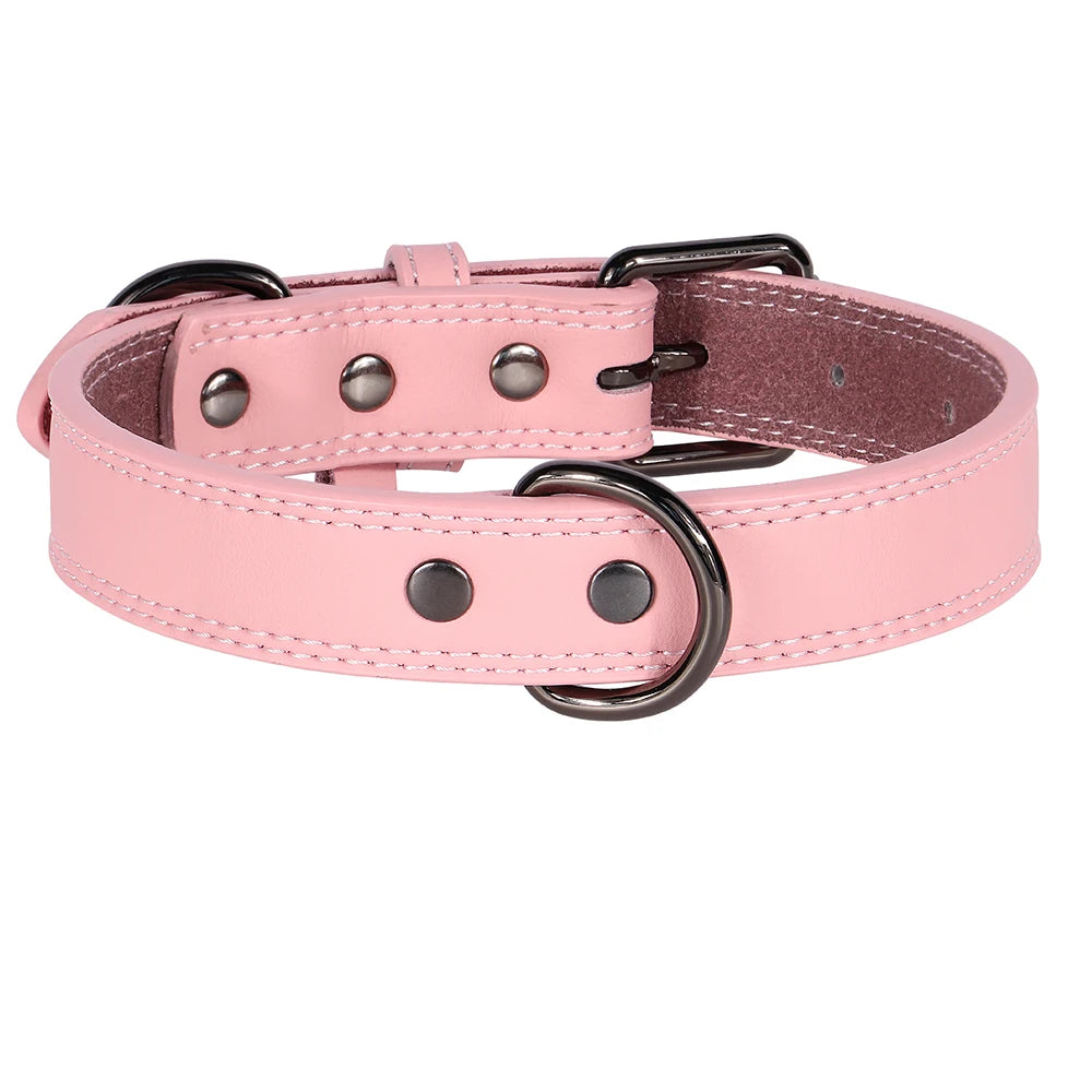 Stylish Soft Leather Dog Collar- Adjustable Fit