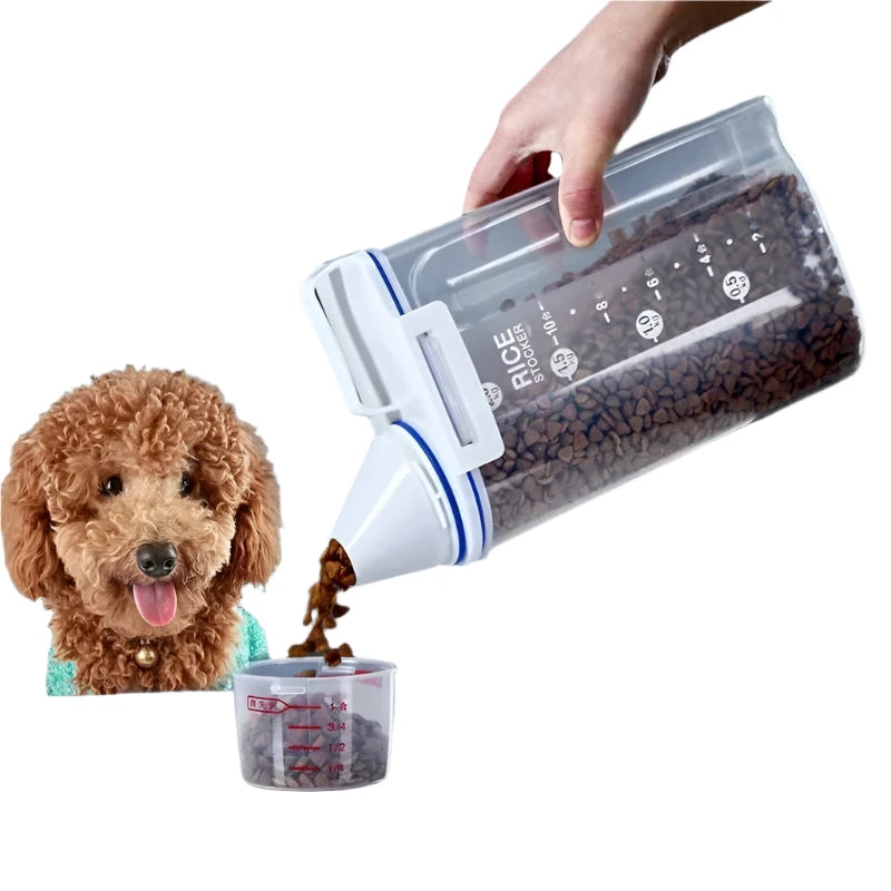 Moisture-Proof Pet Food Storage Container with Measuring Cup