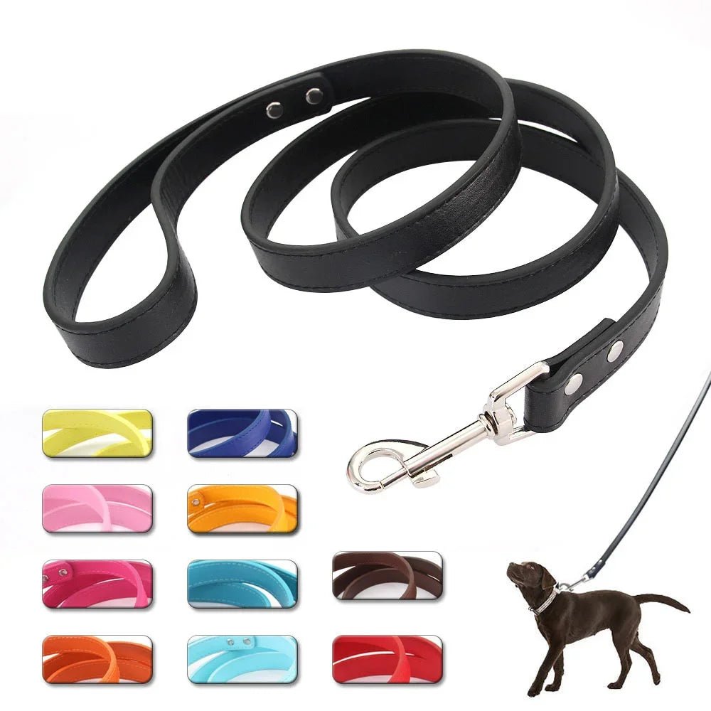 5 Foot - Premium Leather Dog Leash - 16 Colors