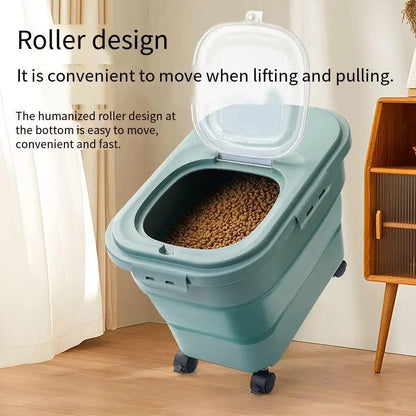 Collapsible Pet Food Storage Container with Airtight Sealing and Wheels– 33 lb Capacity