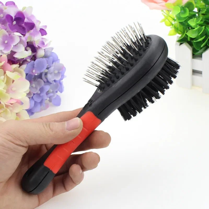 2-in-1 Dog Grooming Brush – Massage Pin and Bristle Brush