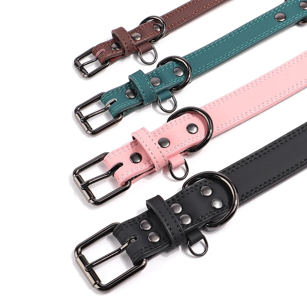 Stylish Soft Leather Dog Collar- Adjustable Fit