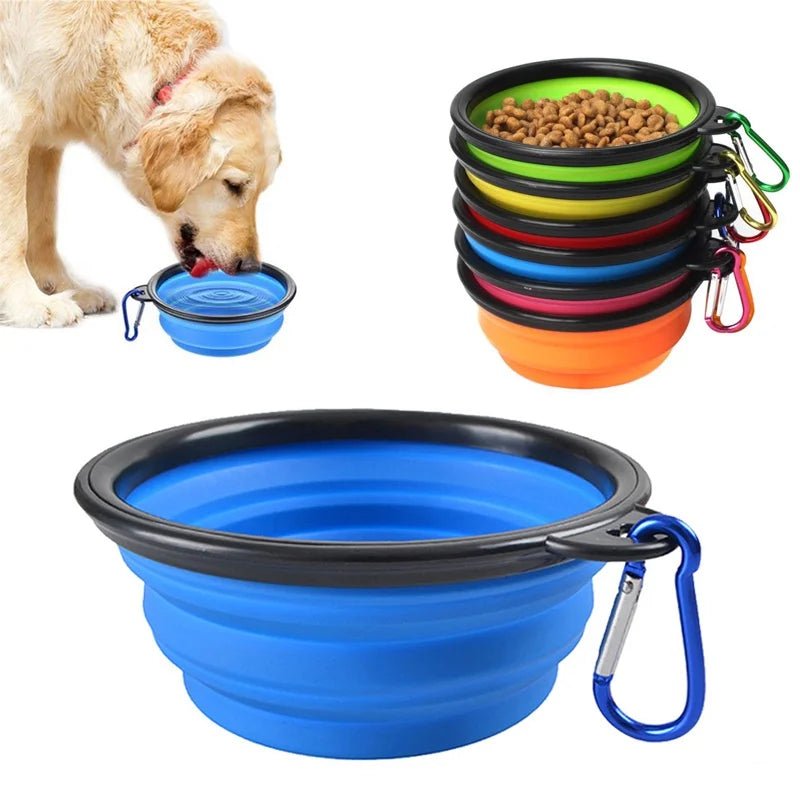 Portable Travel Bowl - Folding Silicone Dog Bowl with Carabiner