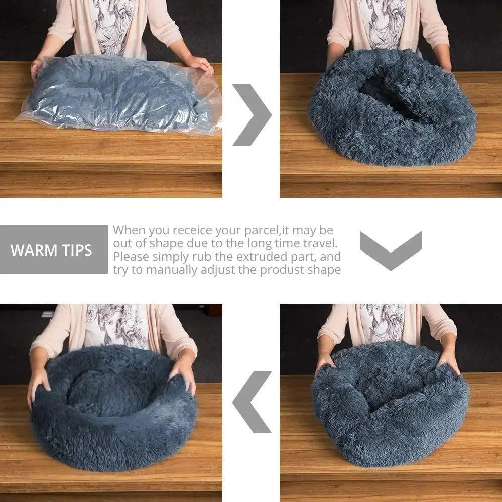 Warm and Fluffy Round Dog Bed for All Breeds