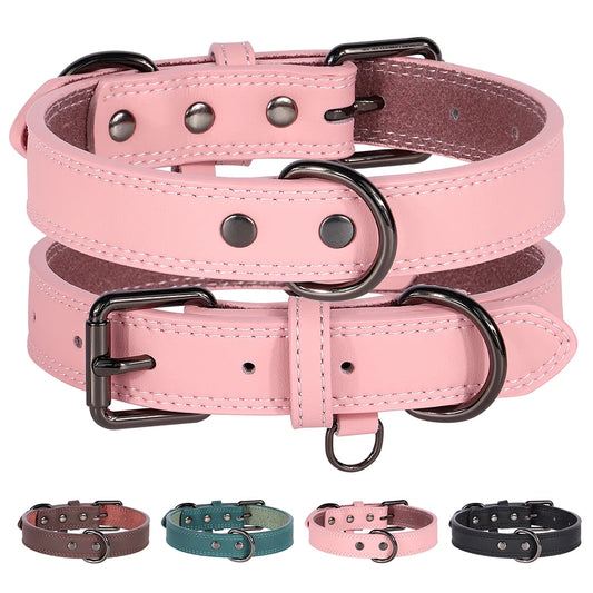 Stylish Soft Leather Dog Collar- Adjustable Fit