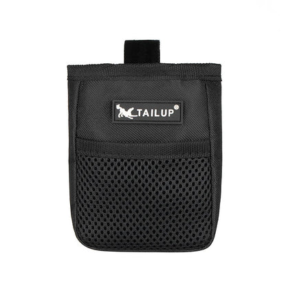 Premium black hands-free dog training treat pouch with front mesh pocket