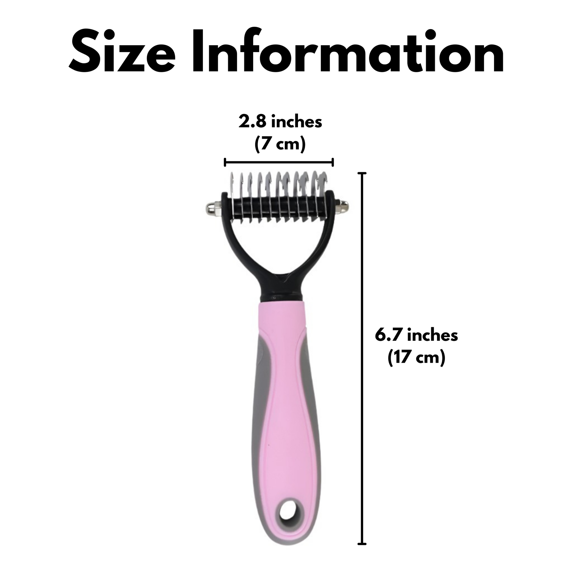 Deshedding brush for dogs size guide – 6.7 x 2.8 inches
