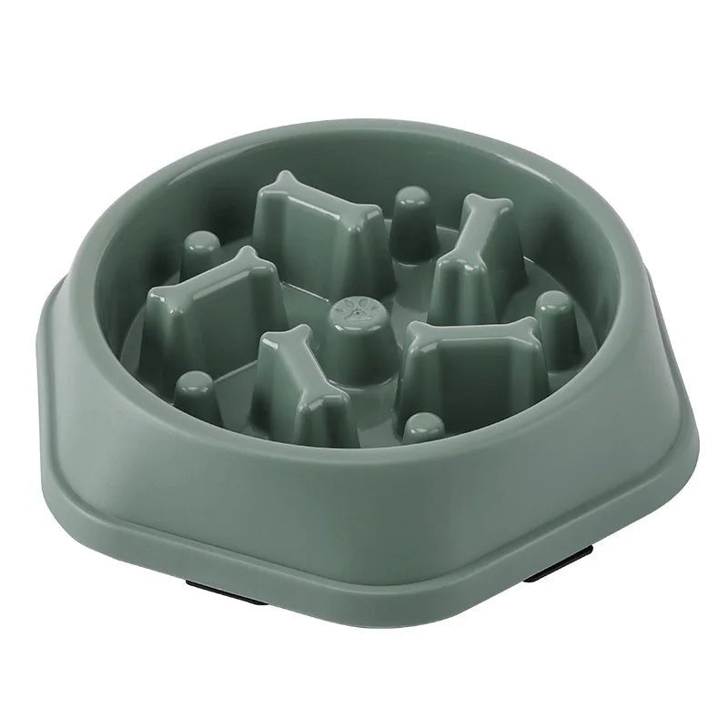 Green non-slip slow feeder dog bowl for preventing fast eating