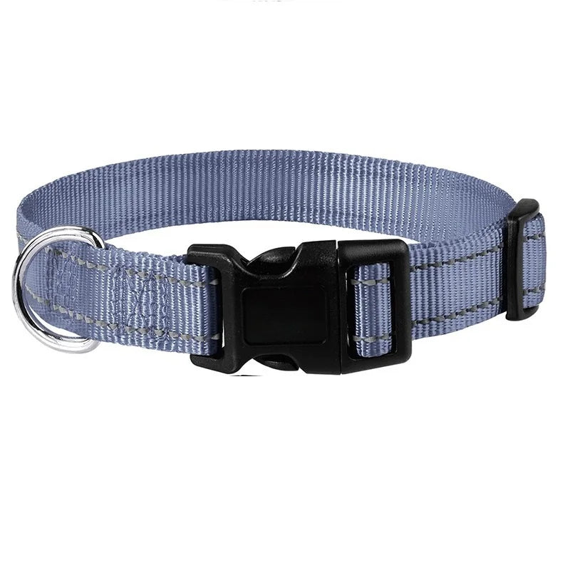 Grey reflective adjustable dog collar