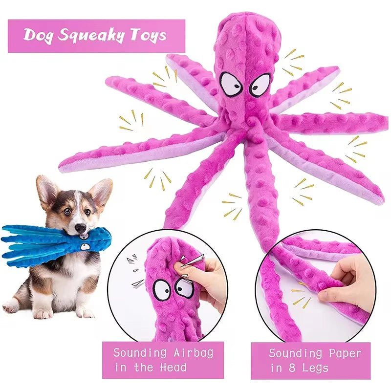 Crinkle Legs and Squeaky Head – Soft Octopus Dog Toy Features