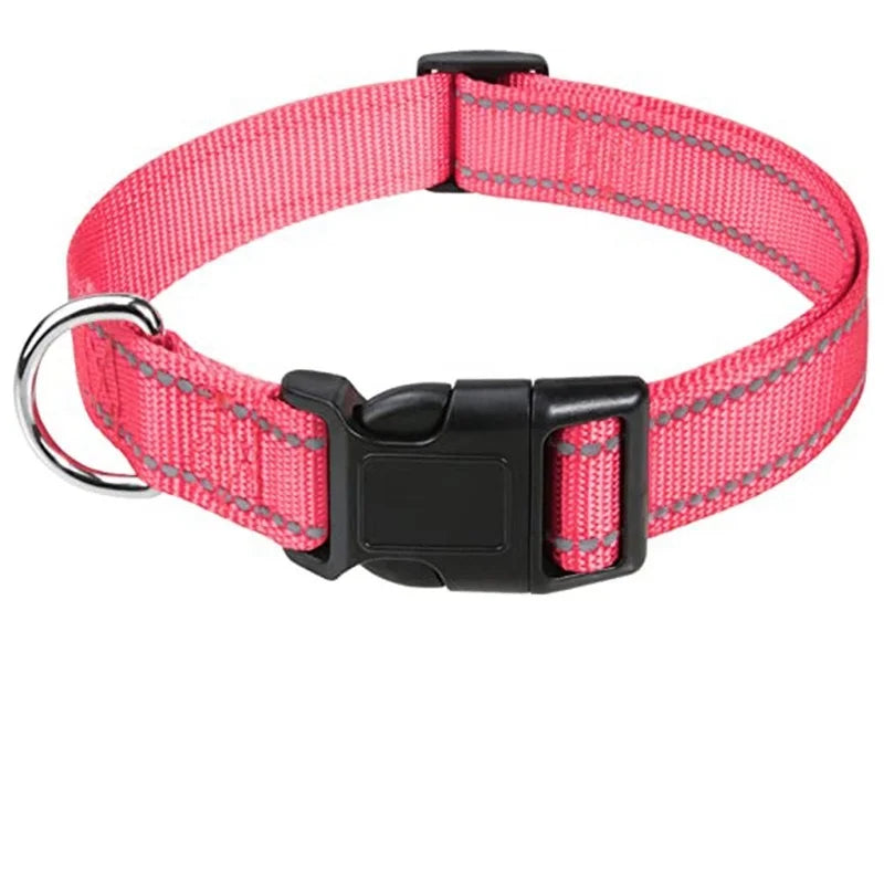 Pink reflective adjustable dog collar