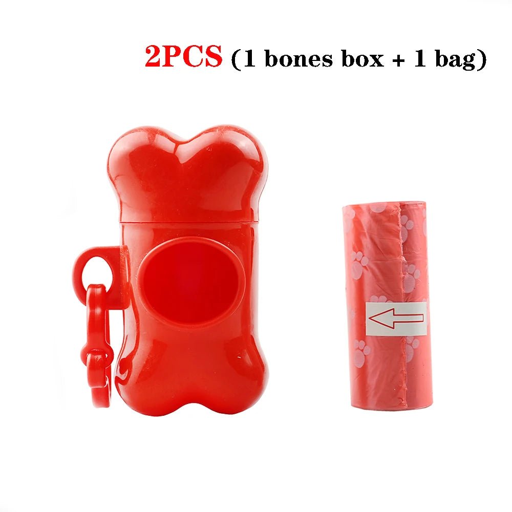 Red poop bag holder with red bag roll set