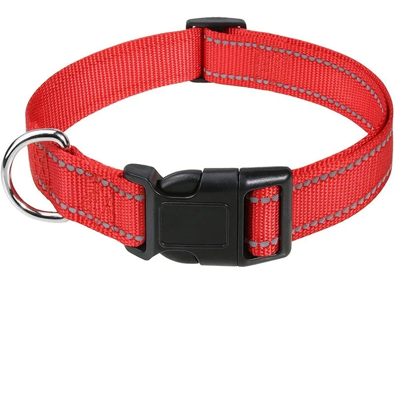 Red reflective adjustable dog collar