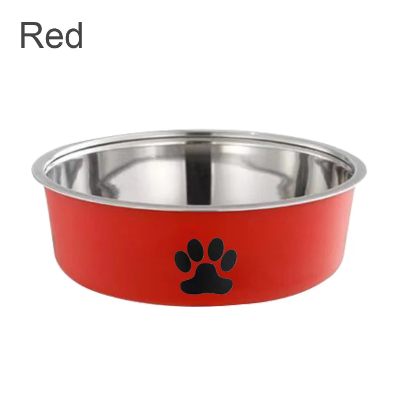 Vibrant red stainless steel non-slip dog food dish