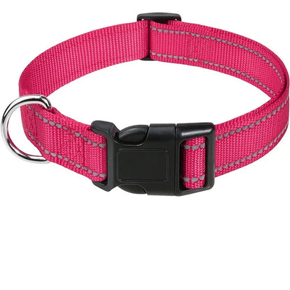 Rose pink reflective dog collar