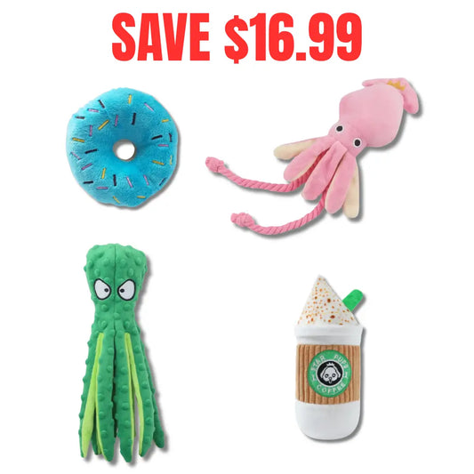 Soft & Squeaky Dog Toy Set – 4 plush squeaky toys for small and medium dogs