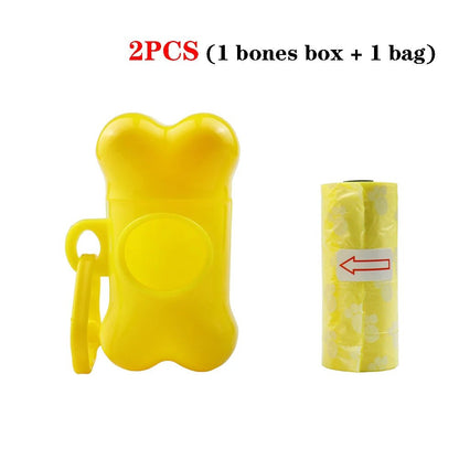 Yellow bone-shaped dispenser with bag included